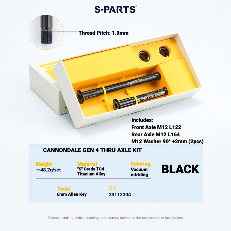 S-PARTS Titanium Thru Axle Set | TC4 Lightweight CNC Wheel Axle Upgrade for Road Bikes