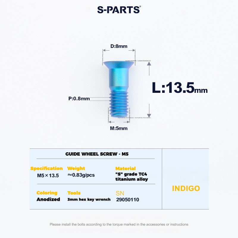 S-PARTS Titanium Derailleur Gear Screws Compatible with SRAM RED AXS