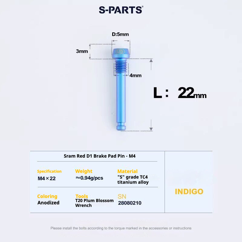 S-PARTS 로드 바이크 디스크 브레이크 티타늄 합금 나사 세트, SRAM RED Force Rival 12단 AXS용