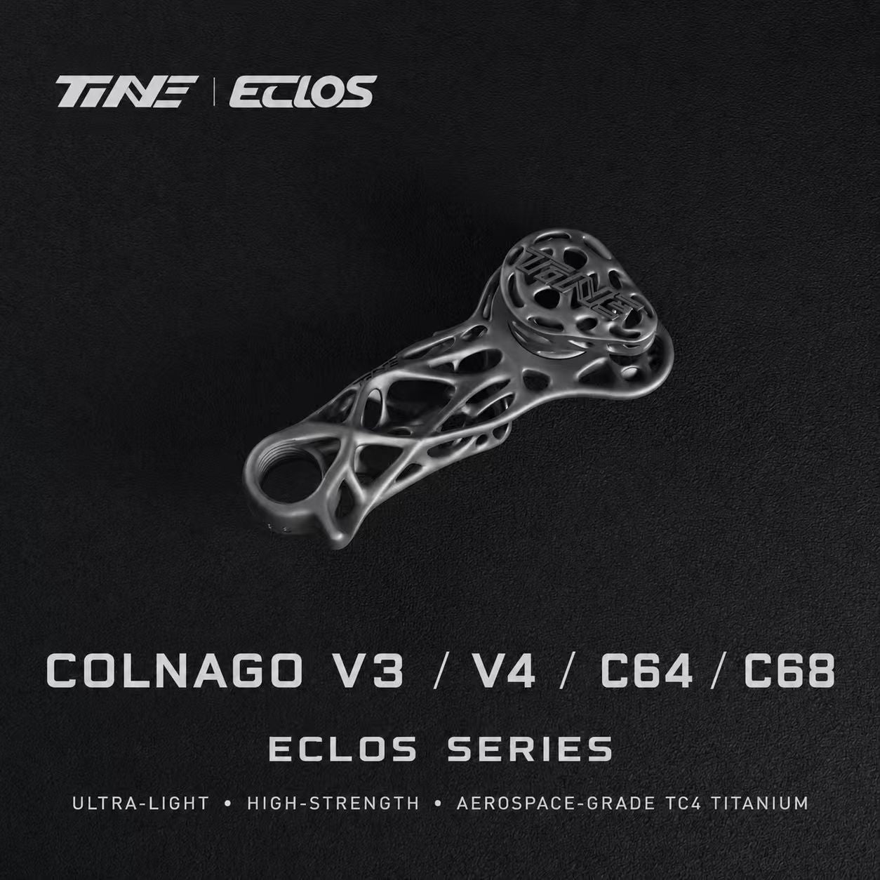 TiNE ECCLOS CryoFusion Titanium Derailleur Hanger for Colnago V3 / V4 / C64 / C68 | Ultra-Light Bionic Topology