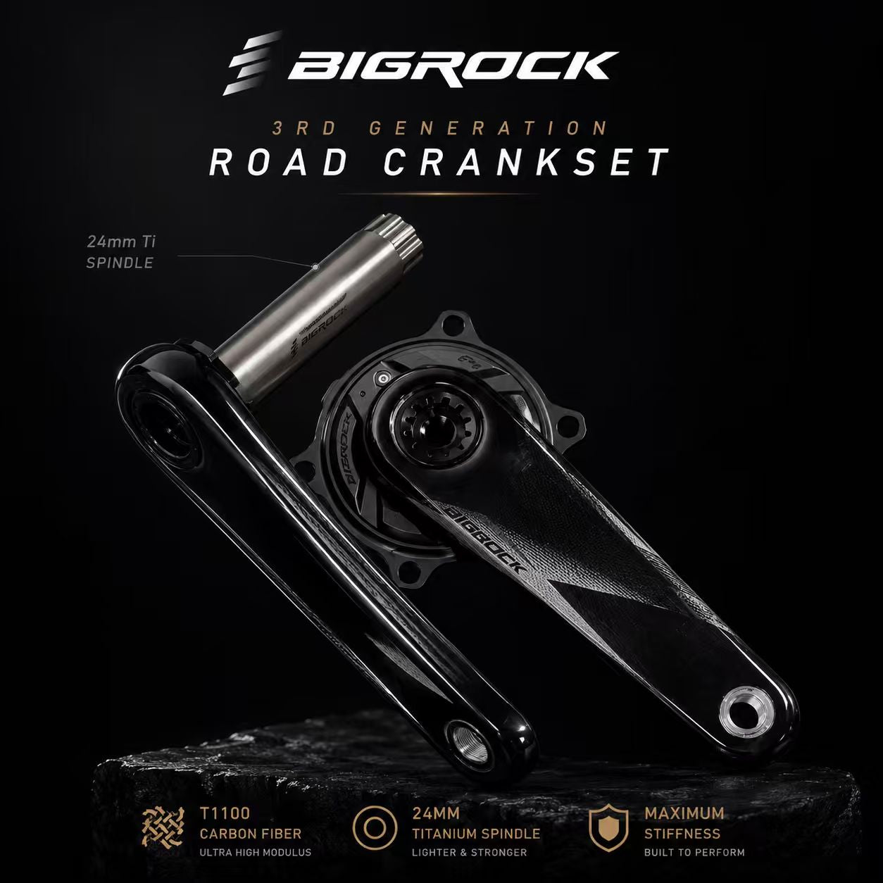 BIGROCK Gen 3 Carbon Crankset | 24mm Titanium Spindle Power Meter