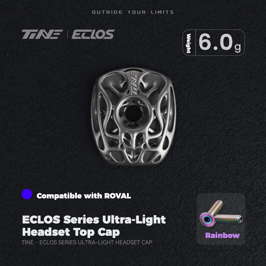 TiNE × Eclos Titanium Headset Top Cap 6.0g BESO Topology Design for Roval Integrated Cockpit