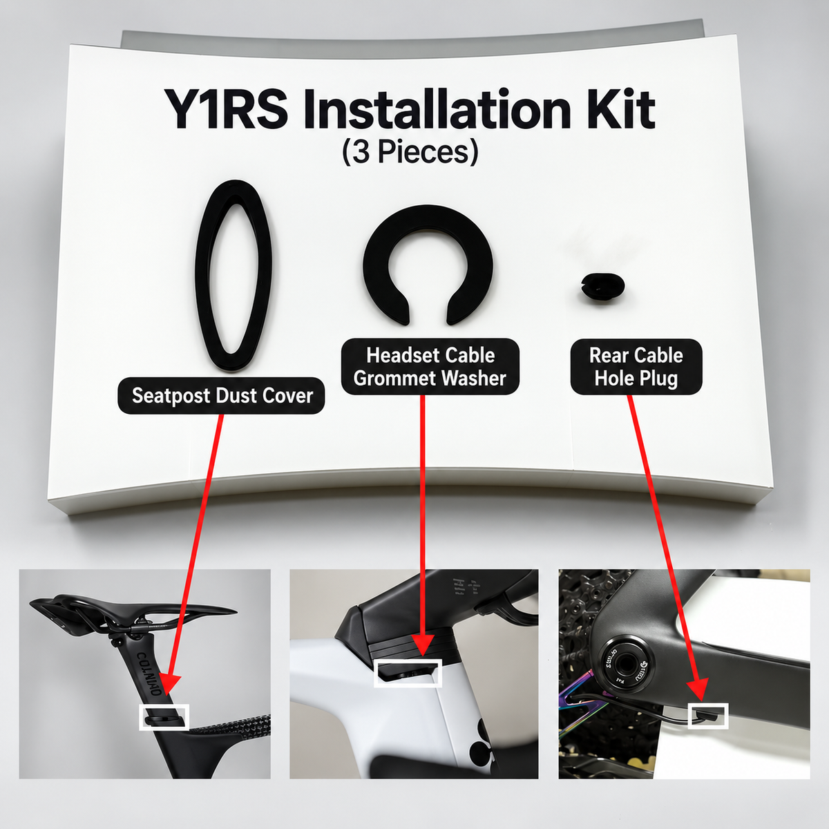 Colnago Y1RS installation kit component names and fitting locations
