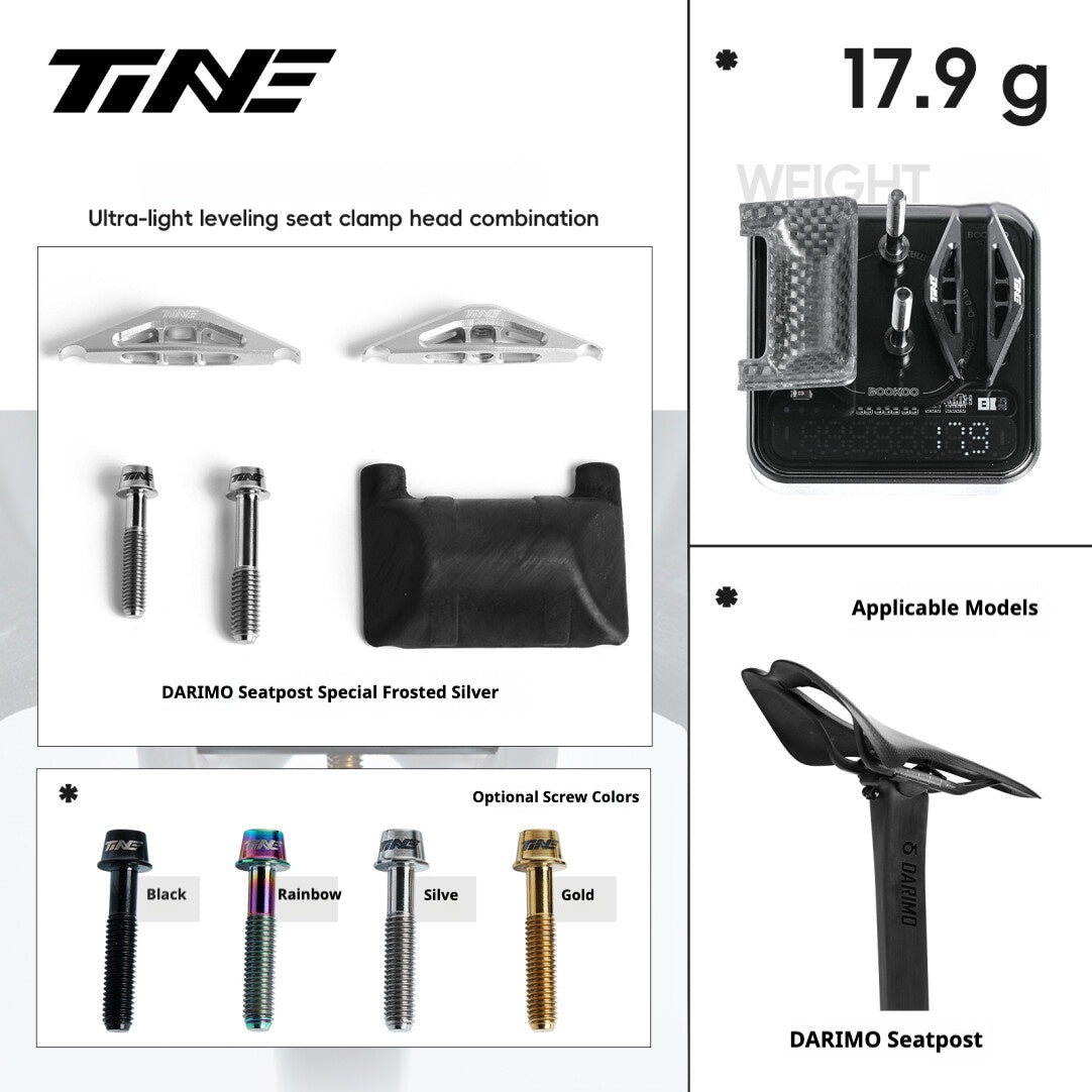 TiNE Ultra-Light 6.8g Seat Clamp & Leveling Assembly | Compatible with Specialized SL8 Aethos, Colnago & DARIMO Seatposts | CNC Titanium Precision