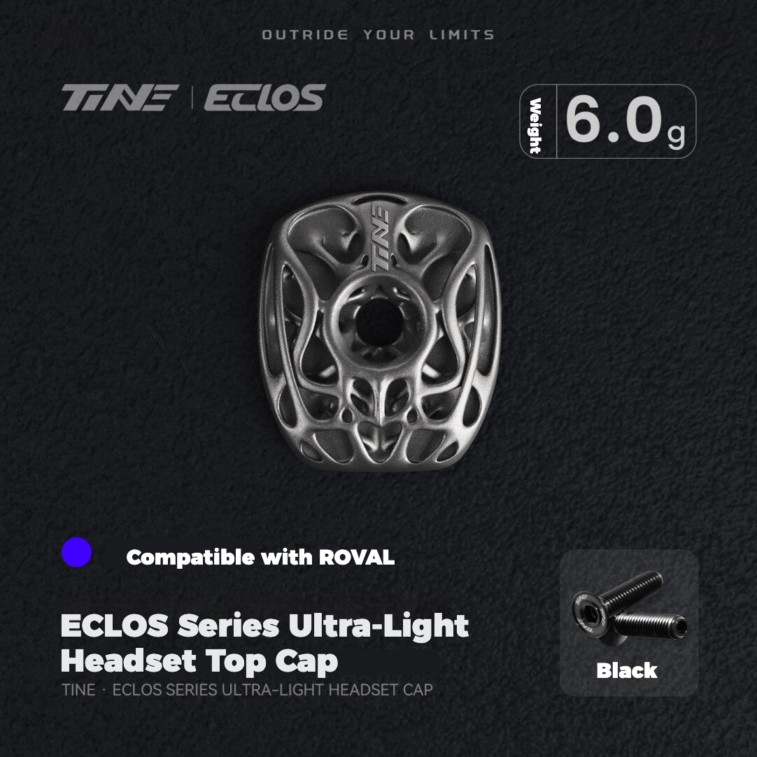 TiNE × Eclos Titanium Headset Top Cap 6.0g BESO Topology Design for Roval Integrated Cockpit