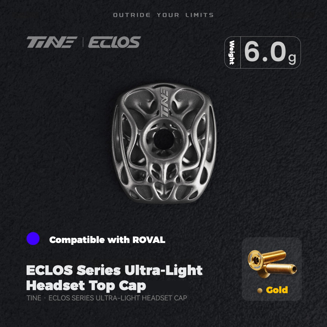 TiNE × Eclos Titanium Headset Top Cap 6.0g BESO Topology Design for Roval Integrated Cockpit