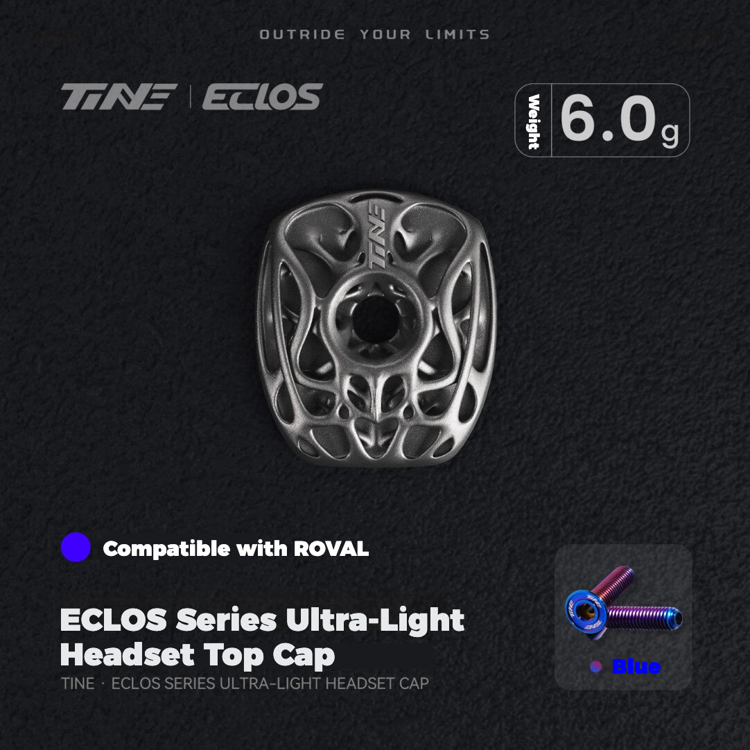 TiNE × Eclos Titanium Headset Top Cap 6.0g BESO Topology Design for Roval Integrated Cockpit