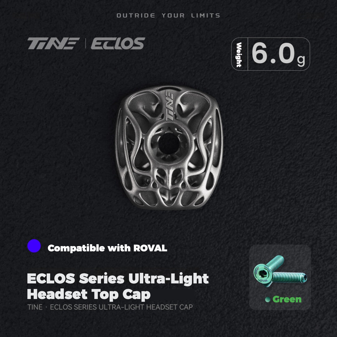 TiNE × Eclos Titanium Headset Top Cap 6.0g BESO Topology Design for Roval Integrated Cockpit