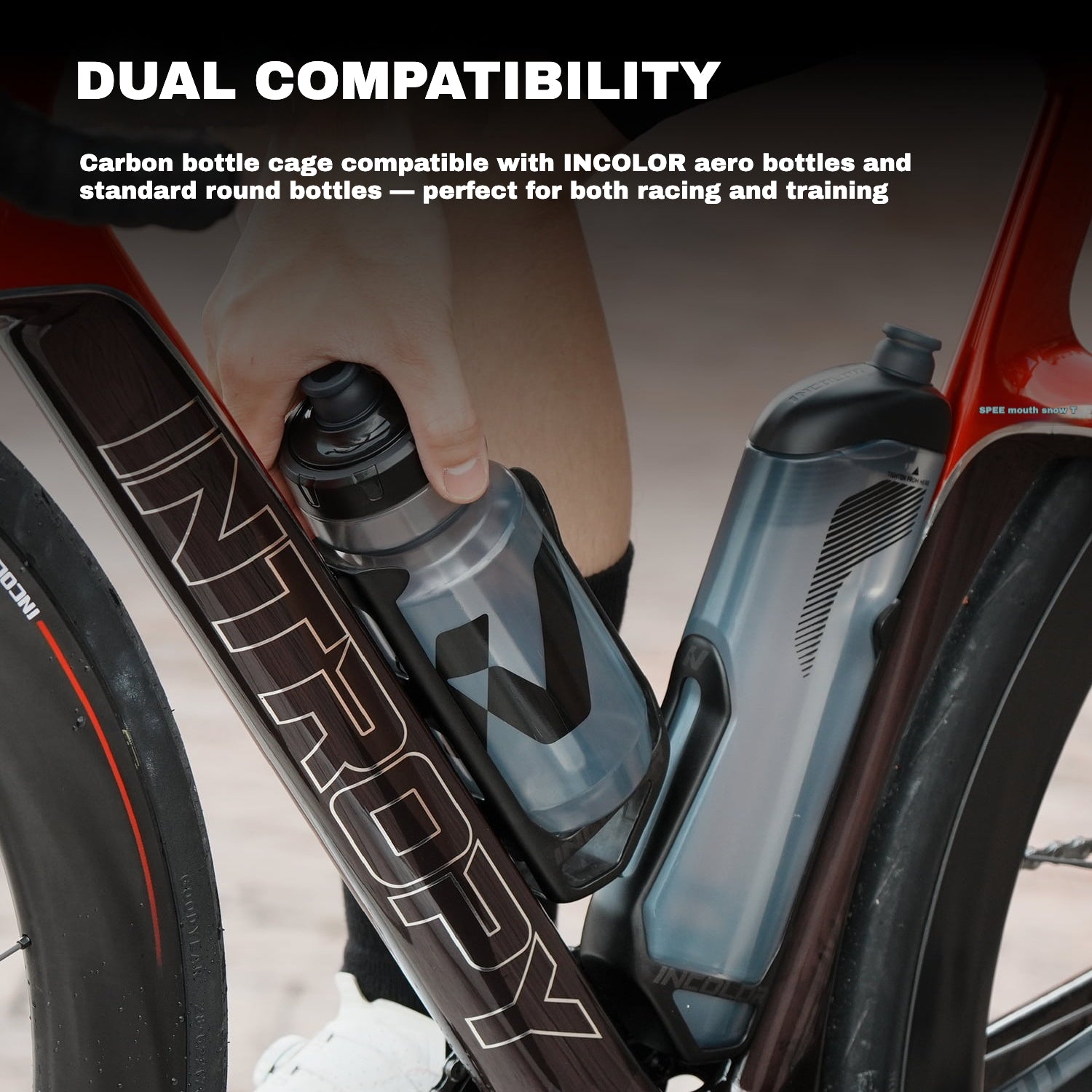 INCOLOR Aero Cycling Bottle & Carbon Cage｜Aero Water Bottle｜Save Up to 8W｜600ml / 620ml｜Bottle + Cage Set Options