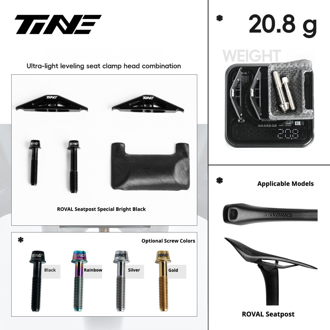 TiNE Ultra-Light 6.8g Seat Clamp & Leveling Assembly | Compatible with Specialized SL8 Aethos, Colnago & DARIMO Seatposts | CNC Titanium Precision