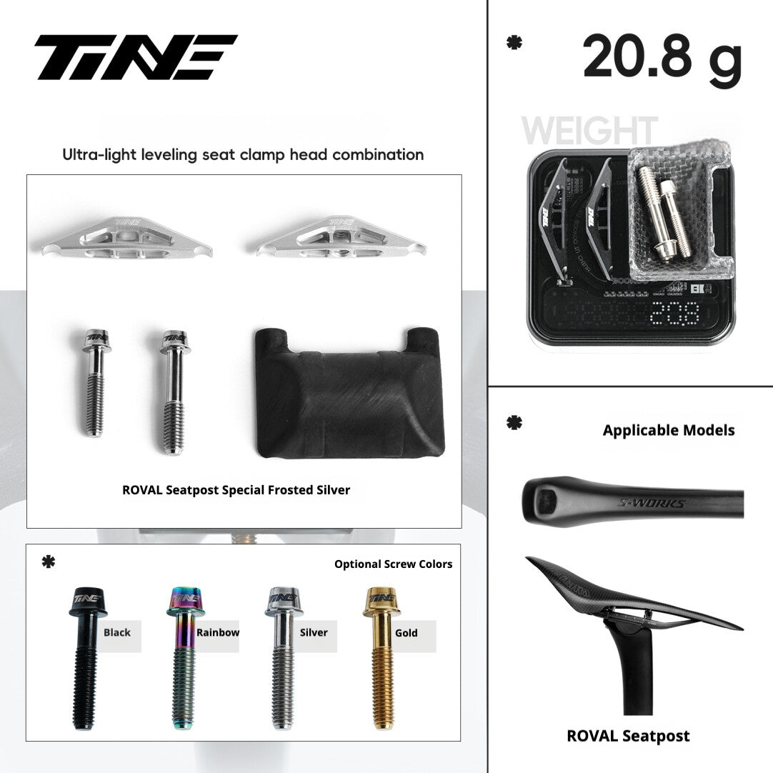 TiNE Ultra-Light 6.8g Seat Clamp & Leveling Assembly | Compatible with Specialized SL8 Aethos, Colnago & DARIMO Seatposts | CNC Titanium Precision