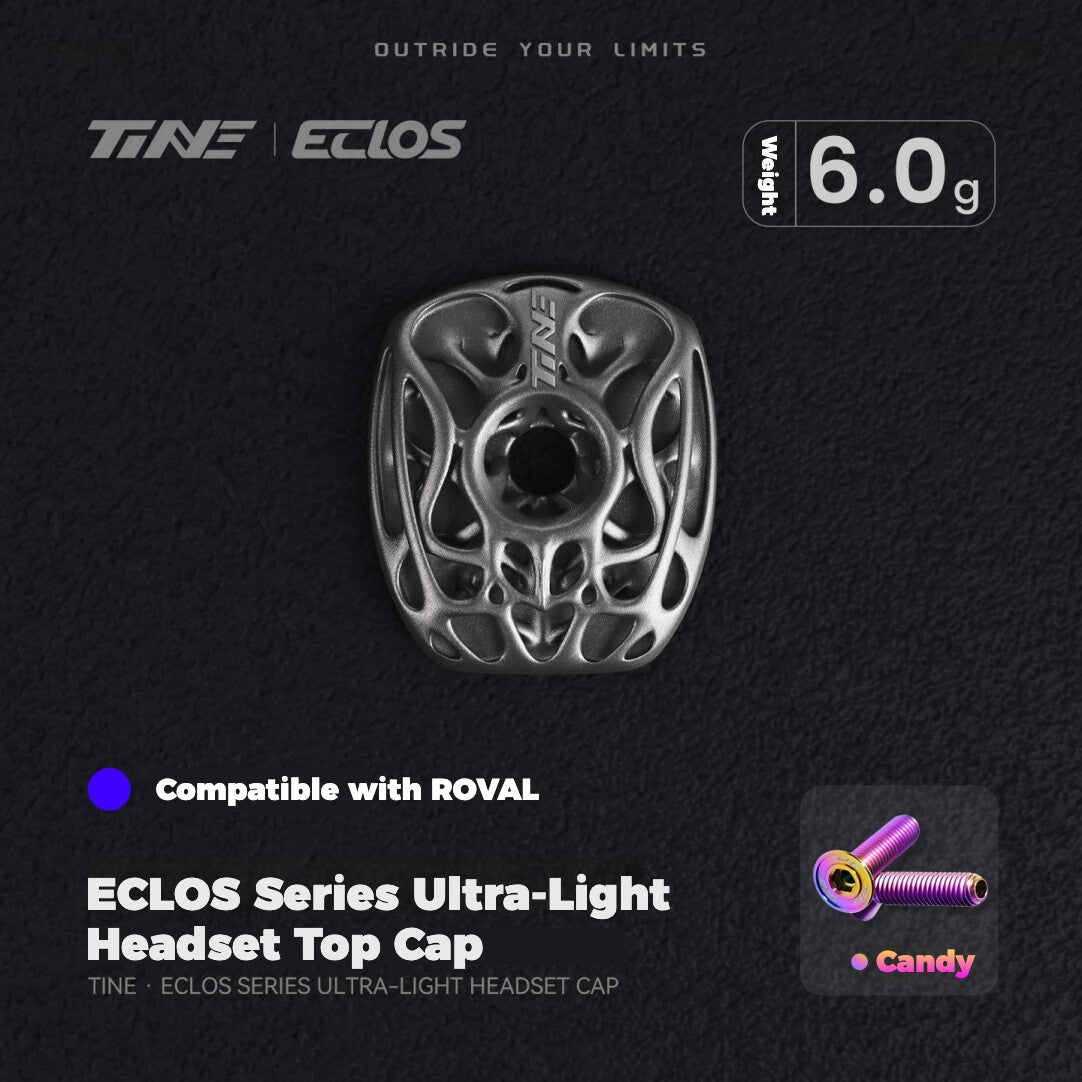 TiNE × Eclos Titanium Headset Top Cap 6.0g BESO Topology Design for Roval Integrated Cockpit