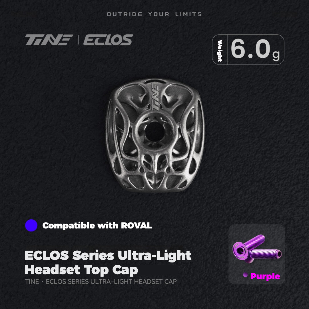 TiNE × Eclos Titanium Headset Top Cap 6.0g BESO Topology Design for Roval Integrated Cockpit